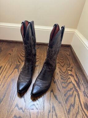 Lucchese Brown Leather Western Cowboy Boots